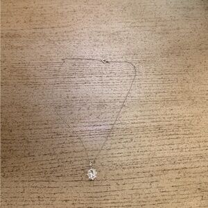 Silver Sunburst Crystal Pendant Necklace - White